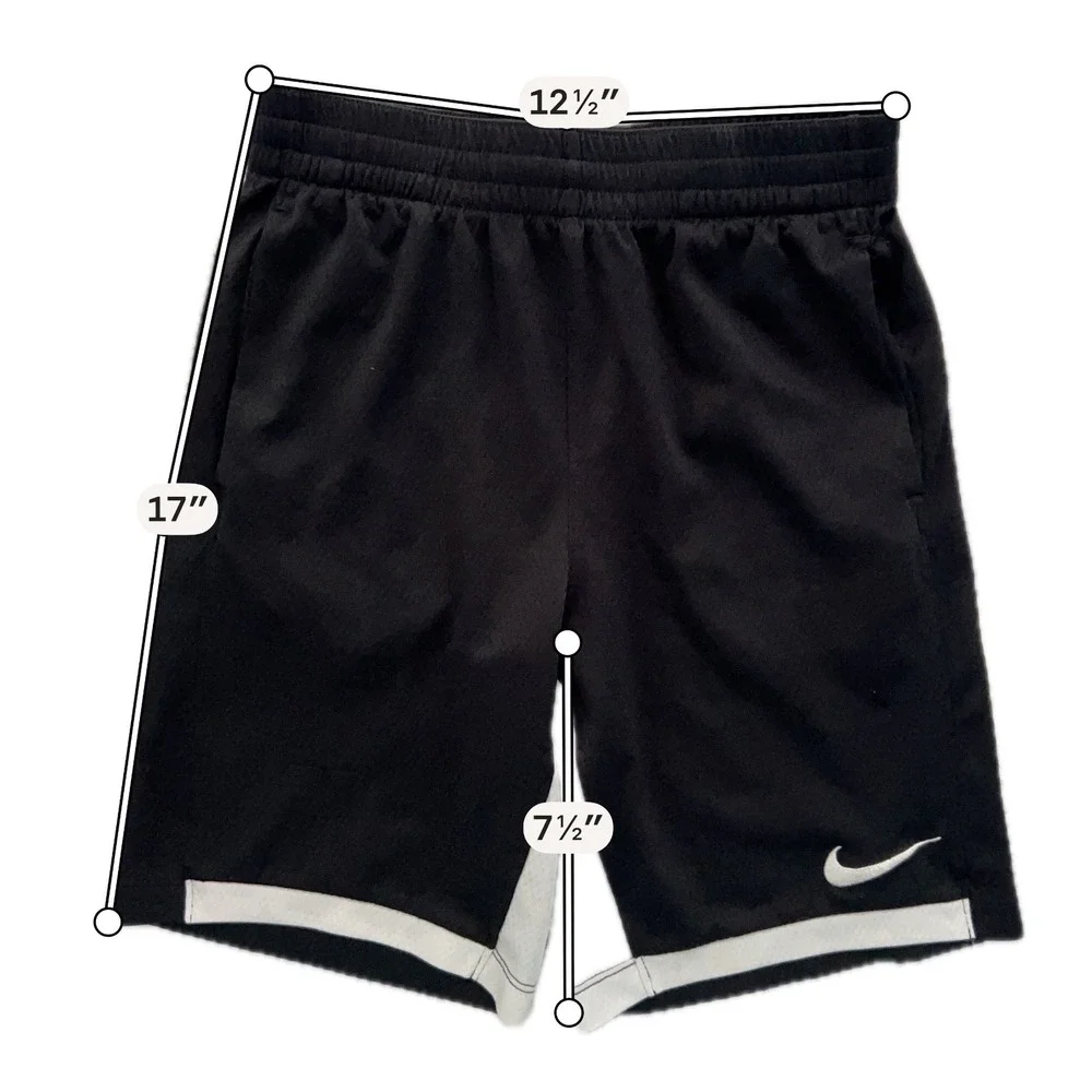 Nike Dri-FIT Boys Black Athletic Basketball Shorts Size Large L Mesh Swoosh